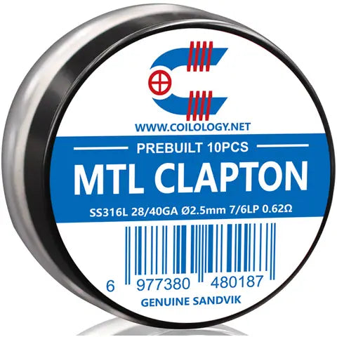 Coilology Prebuilt Sandvik MTL Clapton Coils SS316L 0.62 Ohm