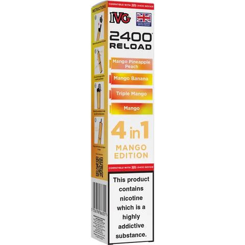 IVG 2400 Reload 4-in-1 Multi Flavour Prefilled Vape Pods Mango Edition