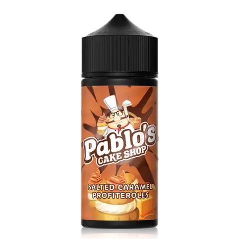 Pablos Cake Shop 100ml Shortfill E-Liquids Salted Caramel Profiteroles