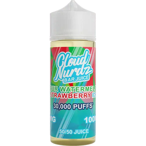 Cloud Nurdz Bar Juice 50/50 100ml Shortfill Vape Juice Ice Sour Watermelon Strawberry