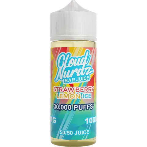 Cloud Nurdz Bar Juice 50/50 100ml Shortfill Vape Juice Ice Strawberry Lemon