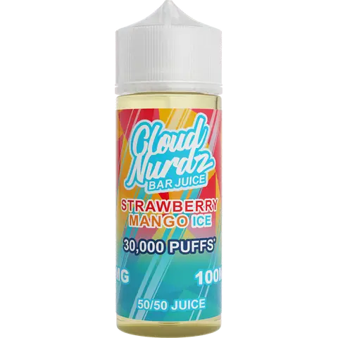 Cloud Nurdz Bar Juice 50/50 100ml Shortfill Vape Juice Ice Strawberry Mango