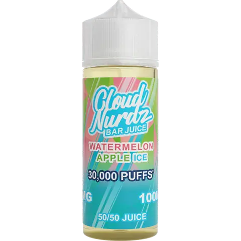 Cloud Nurdz Bar Juice 50/50 100ml Shortfill Vape Juice Ice Watermelon Apple