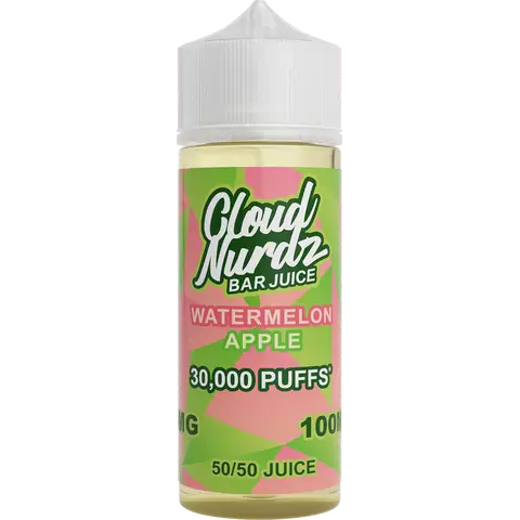 Cloud Nurdz Bar Juice 50/50 100ml Shortfill Vape Juice Watermelon Apple
