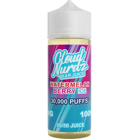 Cloud Nurdz Bar Juice 50/50 100ml Shortfill Vape Juice Ice Watermelon Berry