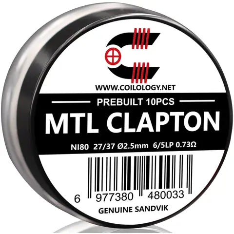 Coilology Prebuilt Sandvik MTL Clapton Coils Ni80 0.73 Ohm