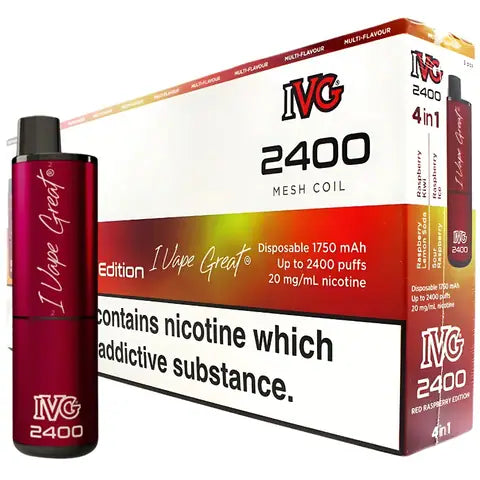 IVG 2400 4 in 1 Edition Disposables (Box Of 10) Red Raspberry Edition