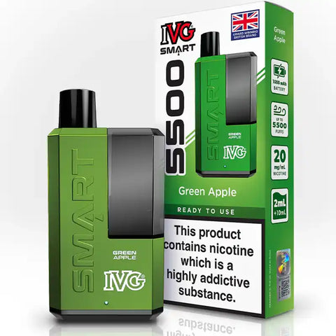 IVG Smart 5500 Rechargeable Pod Vape Kit Green Apple
