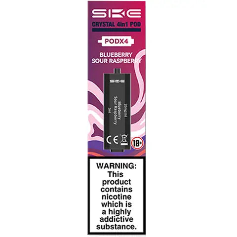 SKE Crystal 4 in 1 Pods (4 Pack) Blueberry Sour Raspberry