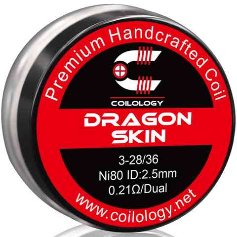 Coilology Hand Crafted Coils Dragon Skin 3-28 36 Ni80 0.21Ω Dual 2.5mm ID