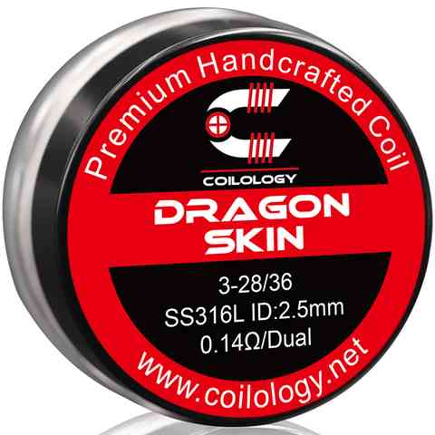 Coilology Hand Crafted Coils Dragon Skin 3-28 36 SS 0.14Ω Dual 2.5mm ID