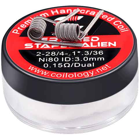 Coilology Hand Crafted Coils Framed Staple Alien 2-28 4-.1* 3 36 Ni80 0.15Ω 3mm Dual