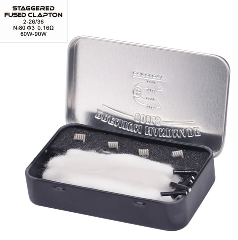 Coilology Hand Crafted Coils Sandvik NI80 coils Staggered Fused Clapton 2-26 36 0.16ohm 3mm ID