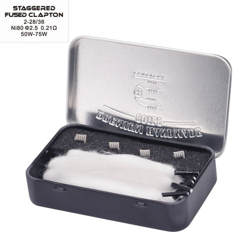 Coilology Hand Crafted Coils Sandvik NI80 coils Staggered Fused Clapton 2-28 36 0.21ohm 2.5mm ID