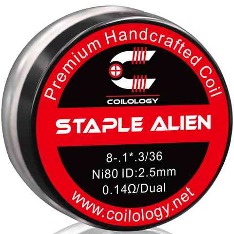 Coilology Hand Crafted Coils Staple Alien 8-. 1*.3 36 Ni80 0.14Ω Dual 2.5mm ID