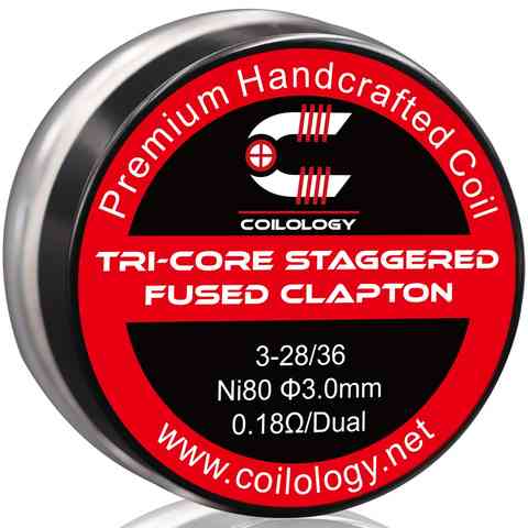Coilology Hand Crafted Coils Tri-Core Staggered Fused Clapton Ni80 3-28 36 0.18Ω Dual 3mm ID