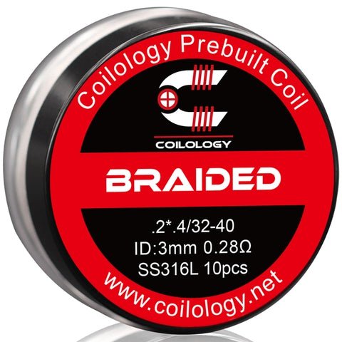 Coilology Prebuilt Performance Coils Braided .2*.4 32-40 0.28ohm SS316L 3mm ID