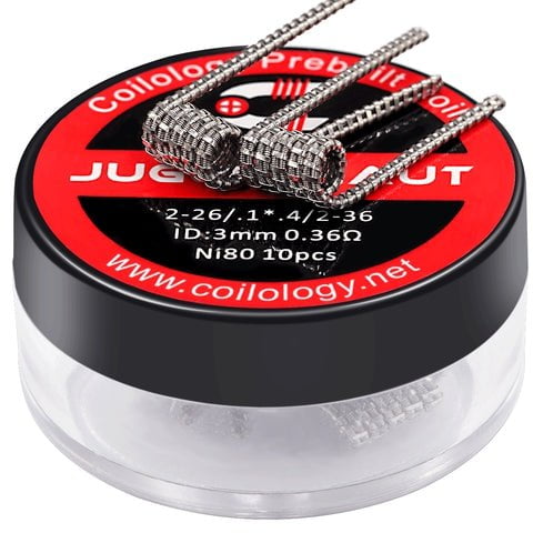 Coilology Prebuilt Performance Coils Juggernaut 2-26 .1*.4 2- 36 0.36ohm ni80 3mm ID