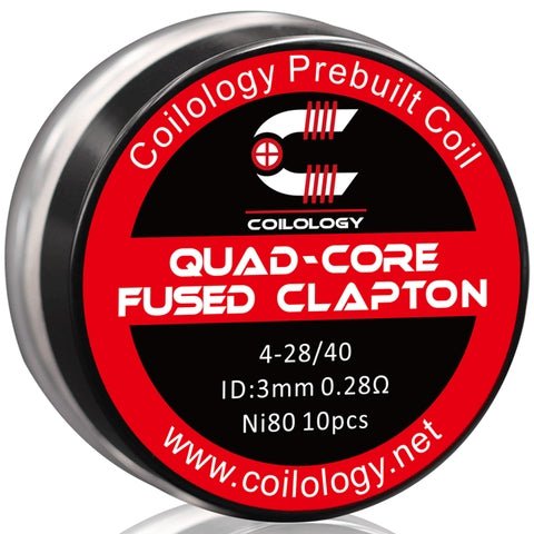 Coilology Prebuilt Performance Coils Quad Core Fused Clapton 4-28 40 Ni80 0.28ohm 3mm ID