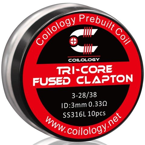 Coilology Prebuilt Performance Coils Tri-Core Fused Clapton 0.33ohm SS 3mm ID