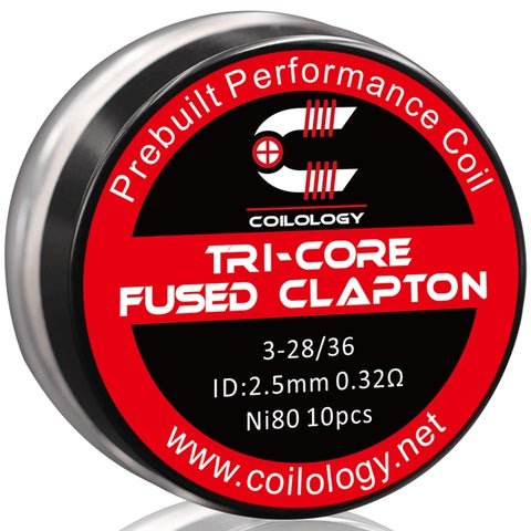 Coilology Prebuilt Performance Coils Tri-Core Fused Clapton 3-28 36 0.32ohm ni80 2.5mm ID