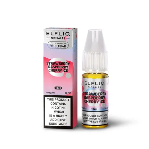 Elf Bar Elfliq 5mg Nic Salts Strawberry Raspberry Cherry lce