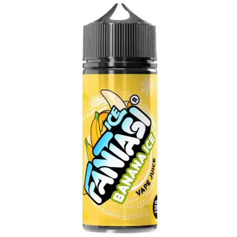Fantasi Banana Ice vape juice bottle on a white background