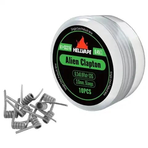 Hellvape Alien Clapton Premade Coils A1+SS316 Alien Clapton 0.3x0.8Flat+32G 0.45ohm