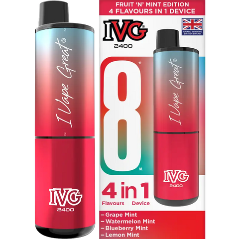 IVG 2400 Prefilled Vape Pod Kit 4-in-1 Fruit 'N' Mint Edition