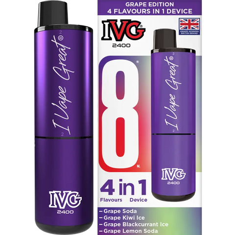 IVG 2400 Prefilled Vape Pod Kit 4-in-1 Grape Edition