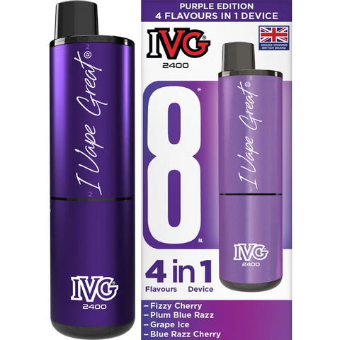 IVG 2400 Prefilled Vape Pod Kit 4-in-1 Purple Edition