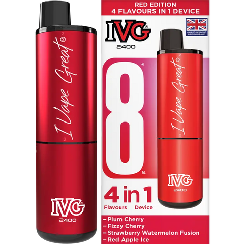 IVG 2400 Prefilled Vape Pod Kit 4-in-1 Red Edition