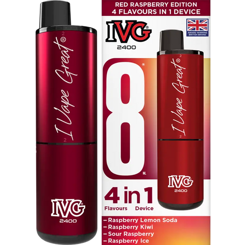 IVG 2400 Prefilled Vape Pod Kit 4-in-1 Red Raspberry Edition