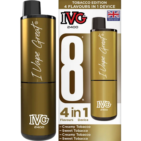 IVG 2400 Prefilled Vape Pod Kit 4-in-1 Tobacco Edition