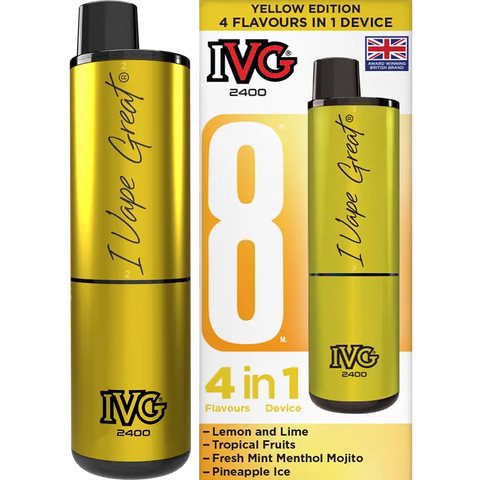 IVG 2400 Prefilled Vape Pod Kit 4-in-1 Yellow Edition