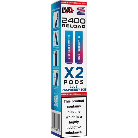 IVG 2400 Reload 2-in-1 Prefilled Vape Pods Blue Raspberry Ice