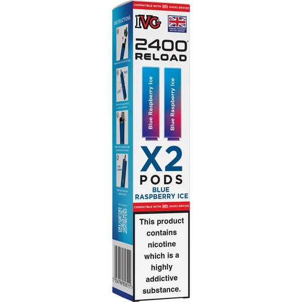 IVG 2400 Reload 2-in-1 Prefilled Vape Pods Blue Raspberry Ice