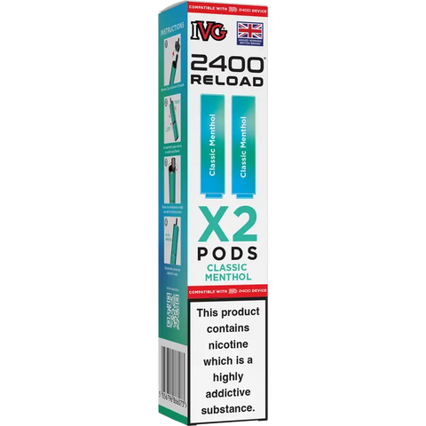 IVG 2400 Reload 2-in-1 Prefilled Vape Pods Classic Menthol