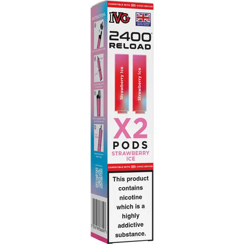 IVG 2400 Reload 2-in-1 Prefilled Vape Pods Strawberry Ice