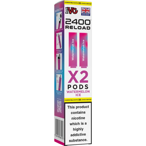 IVG 2400 Reload 2-in-1 Prefilled Vape Pods Watermelon Ice