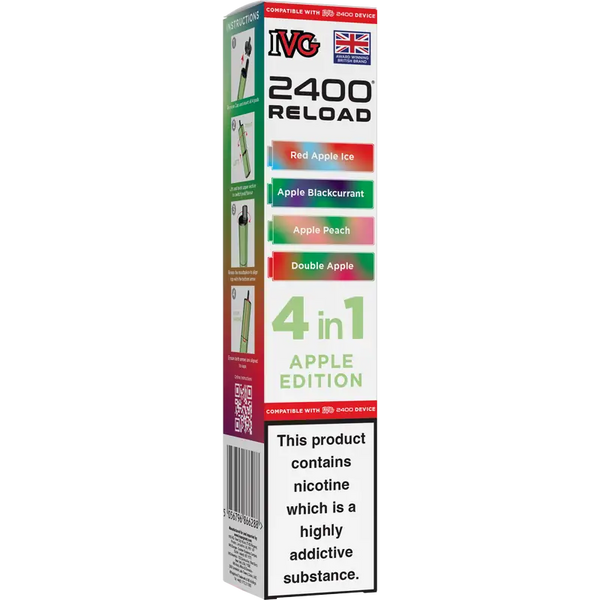 IVG 2400 Reload 4-in-1 Multi Flavour Prefilled Vape Pods Apple Edition