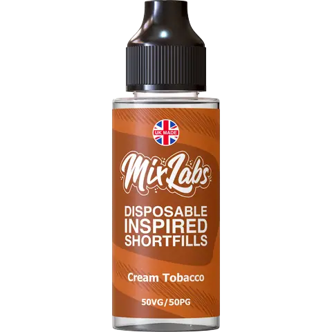 Mix Labs 100ml Shortfill E-Liquid Cream Tobacco