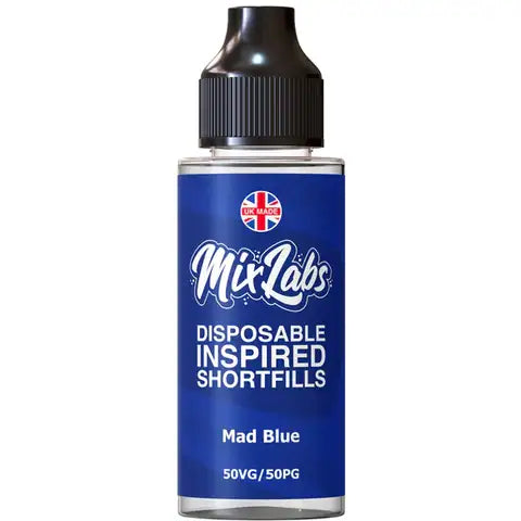 Mix Labs 100ml Shortfill E-Liquid Mad Blue