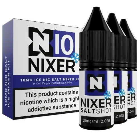 NIXER Mixer Nic Shots Kit 3 Pack 10mg 50 50 Salt Ice