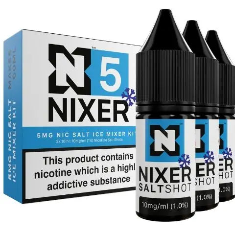 NIXER Mixer Nic Shots Kit 3 Pack 5mg 50 50 Salt Ice