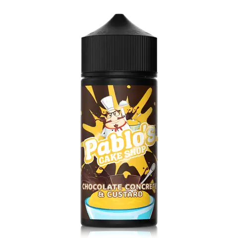 Pablos Cake Shop 100ml Shortfill E-Liquids Chocolate Concrete and Custard