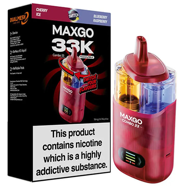 RELX Maxgo Combo 33K Prefilled Vape Kit Cherry Ice + Blueberry Raspberry