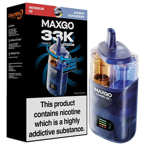 RELX Maxgo Combo 33K Prefilled Vape Kit Watermelon Ice + Blueberry Sour Raspberry