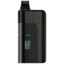 Black electronic device with digital display on a white background